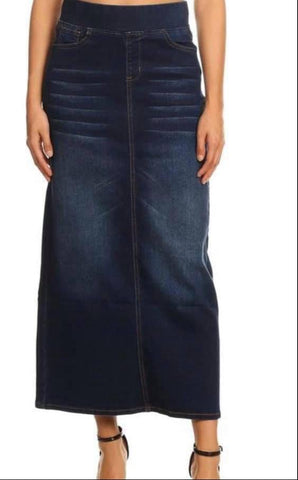Size Small Elastic Waist Dark Wash Denim Skirt Style 87241