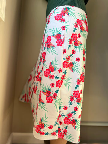 Aloha Tropical Print Wrap Style Athletic & Swim Skirt with Hidden Leggings