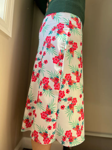 Aloha Tropical Print Wrap Style Athletic & Swim Skirt with Hidden Leggings